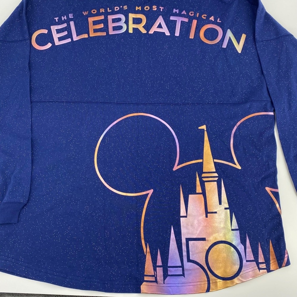 Walt Disney World 50th Anniversary Mickey Mouse Spirit Jersey‎ XXL Blue Sparkle